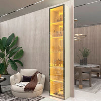 Cristaleira Torre Luminare 1 Porta Reflecta com Fita Led com Espelho Luminare 100% Mdf Naturale