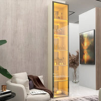 Cristaleira Torre Luminare 1 Porta Reflecta com Fita Led com Espelho Luminare 100% Mdf Naturale