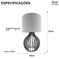 Abajur Luminária sofisticada Em Mdf