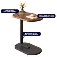 Mesa De Apoio Lateral Para Sofá Cama Notebook Portatil - Base de Ferro e MDF