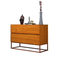 Mesa De Cabeceira Retrô Alto Padrão Com 2 Gavetas Base Cobre