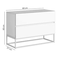 Mesa De Cabeceira Retrô Alto Padrão Com 2 Gavetas Base Cobre