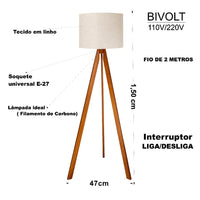 Abajur de Chão Aurora Rústica tripé