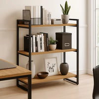 Aparador Livreiro Estilo Industrial 3 Prateleiras