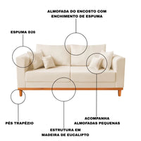 Sofá 3 Lugares 1,80m Retro Sala de Estar Aurora