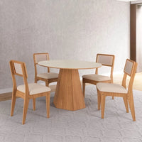 Conjunto Sala de Jantar Mesa Lisboa Hexagonal com 4 Cadeiras Palha Sintética