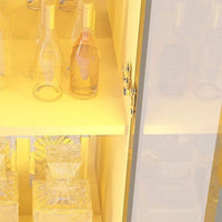 Cristaleira Torre Luminare 1 Porta Reflecta com Fita Led com Espelho Luminare 100% Mdf Naturale