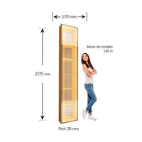 Cristaleira Torre Luminare 1 Porta Reflecta com Fita Led com Espelho Luminare 100% Mdf Naturale