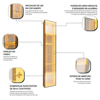 Cristaleira Torre Luminare 1 Porta Reflecta com Fita Led com Espelho Luminare 100% Mdf Naturale