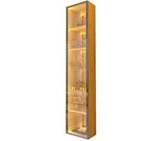 Cristaleira Torre Luminare 1 Porta Reflecta com Fita Led com Espelho Luminare 100% Mdf Naturale