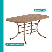 Conjunto Sala de Jantar Mesa e 6 Cadeiras Fênix Carraro Rose