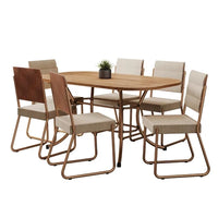 Conjunto Sala de Jantar Mesa e 6 Cadeiras Fênix Carraro Rose