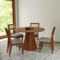 Conjunto Sala de Jantar Mesa Lisboa Hexagonal com 4 Cadeiras Palha Sintética